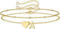 M MOOHAM Pulseras de oro con inicial de corazón para mujer, pulsera...