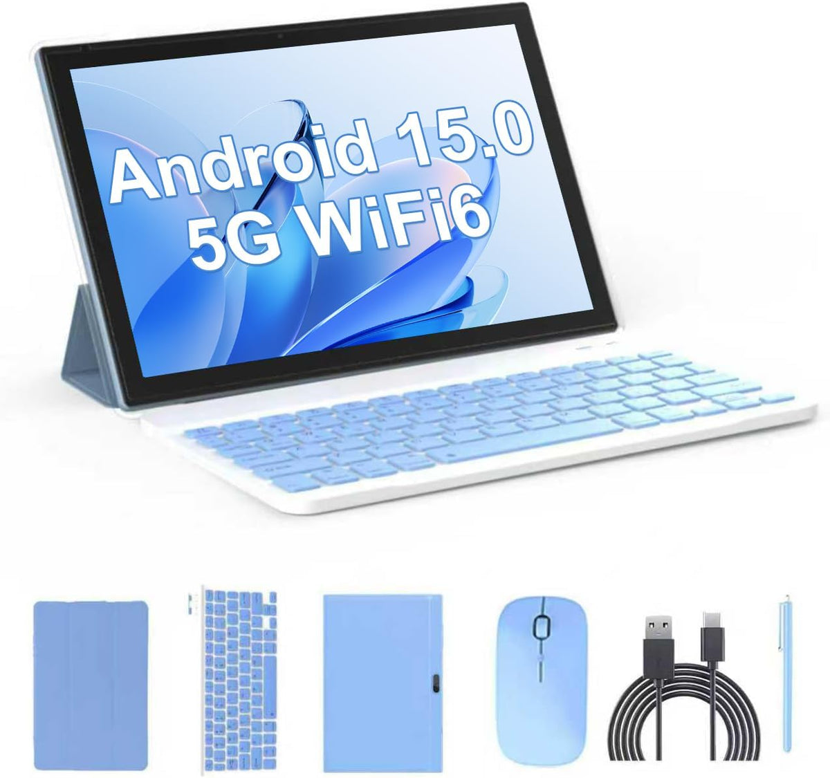 Tableta 2 en 1 Tablets 10 pulgadas Android 15 Tablet Set con funda...