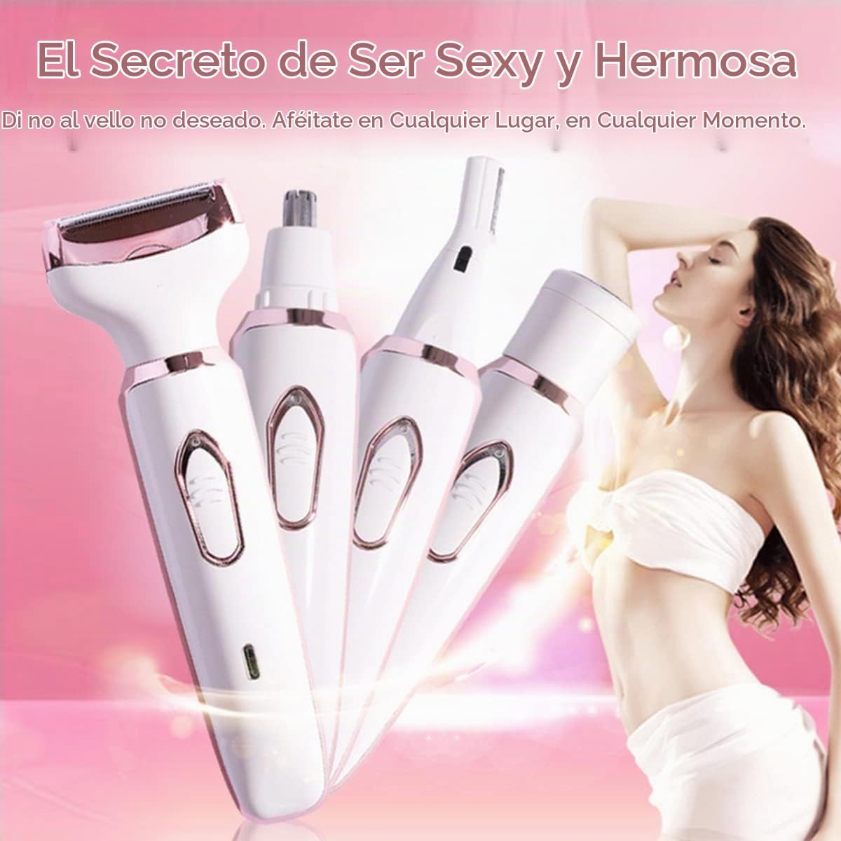 Maquinilla de afeitar eléctrica 4 en 1, afeitadora de mujer para na...