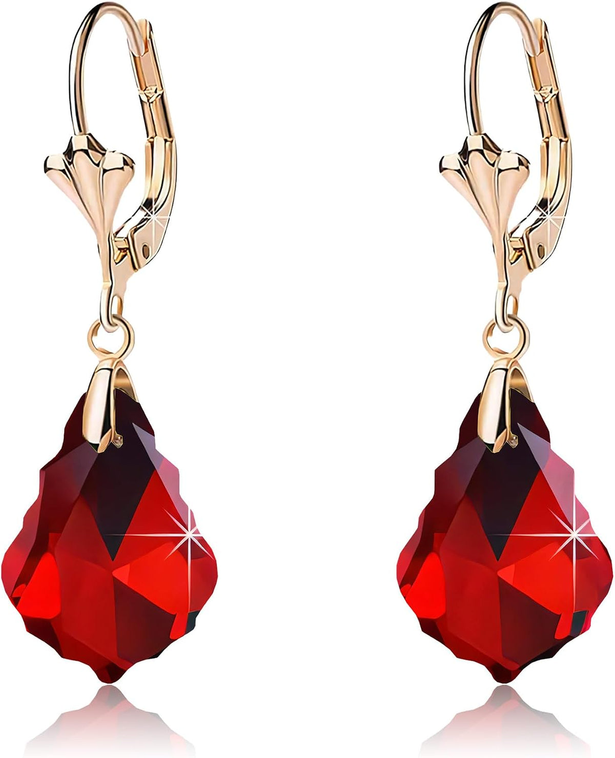 Aretes de cristal austriaco barroco con cierre de palanca para muje...