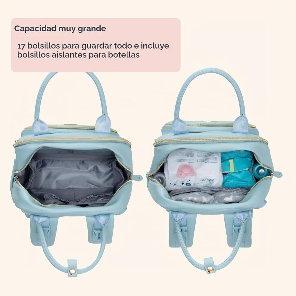 BabbleRoo Mochila de cuero para pañales - Baby Essentials Bolsa de...