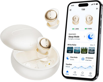 Mudtun Auriculares para dormir de lado, Bluetooth 6.0 Mini auricula...