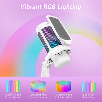 TONOR Micrófono para juegos, micrófono de PC RGB, micrófono USB de...