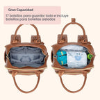 BabbleRoo Mochila de cuero para pañales - Baby Essentials Bolsa de...