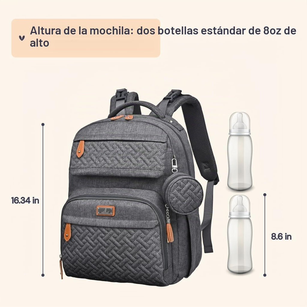 BabbleRoo Mochila de cuero para pañales - Baby Essentials Bolsa de...