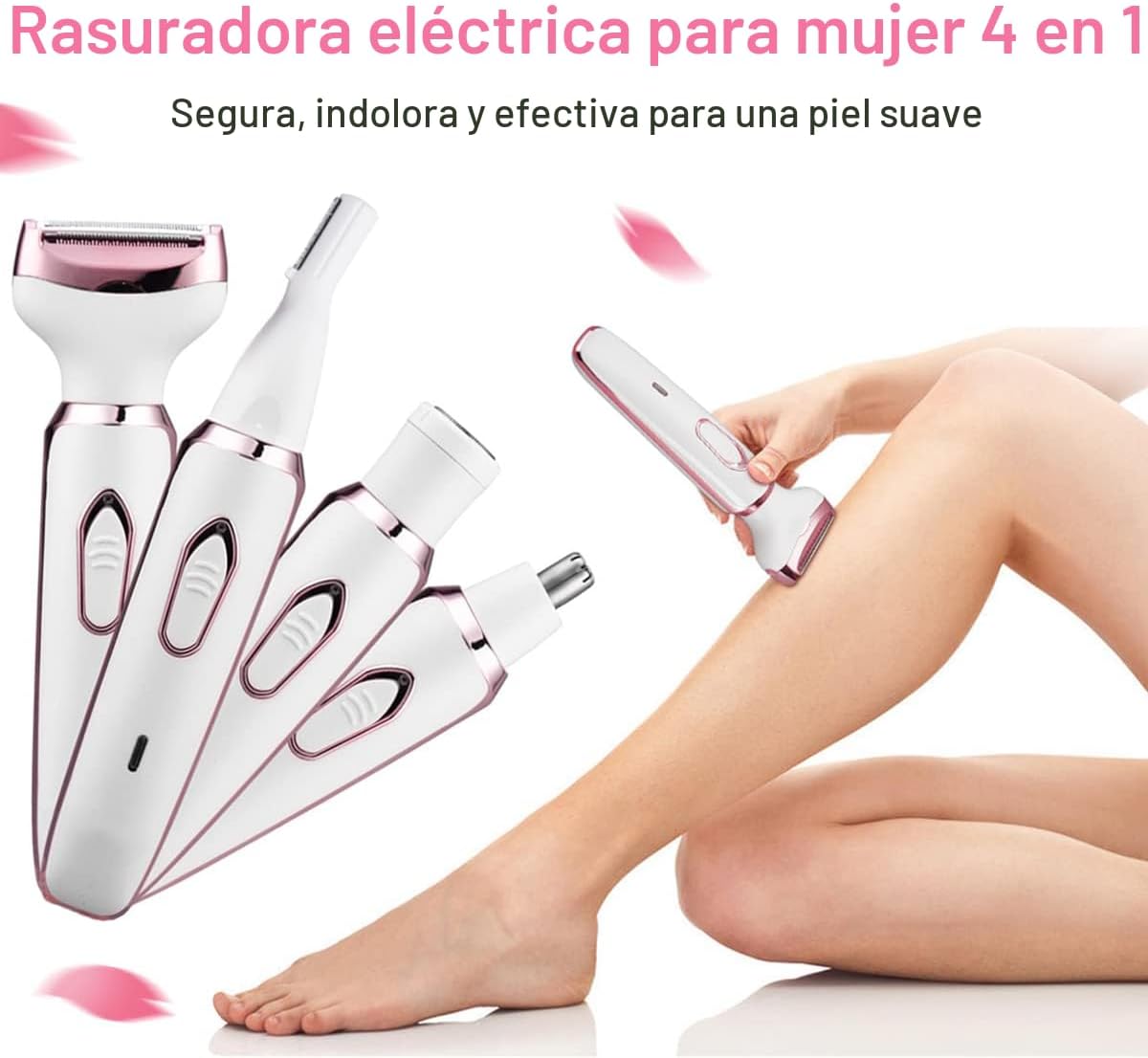 Maquinilla de afeitar eléctrica 4 en 1, afeitadora de mujer para na...