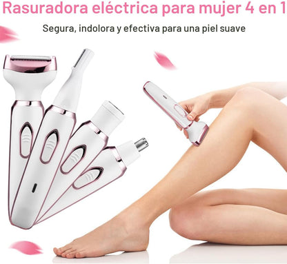 Maquinilla de afeitar eléctrica 4 en 1, afeitadora de mujer para na...