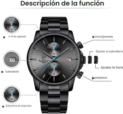 GOLDEN HOUR Fashion Business - Relojes para hombre con cronógrafo,...