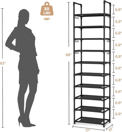 VTRIN - Estantería alta de 10 niveles para zapatos, con capacidad p...