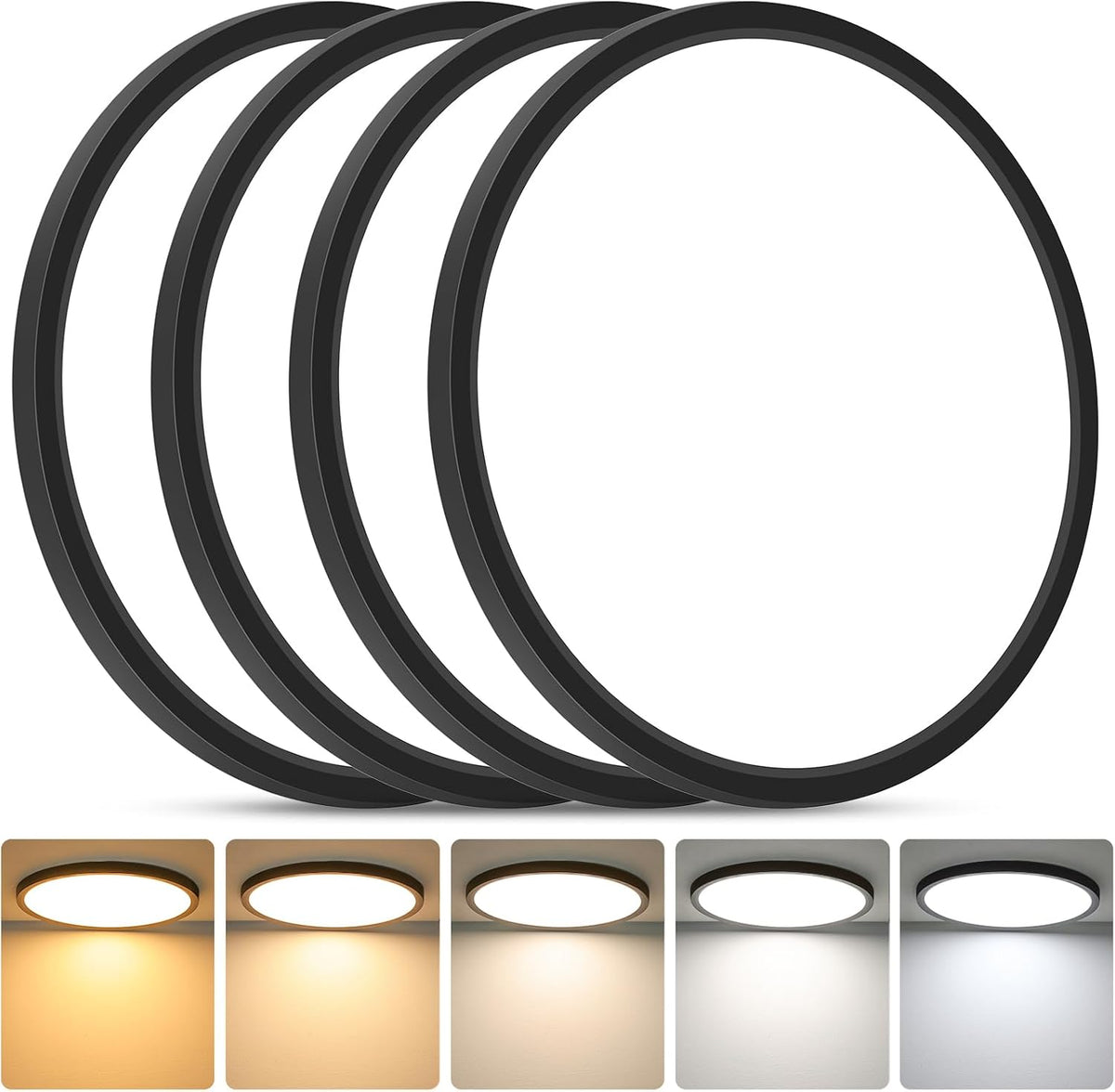 Brightever Lámpara LED de techo empotrada de 12 pulgadas, regulable...