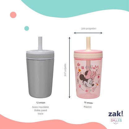 Zak Designs Disney Minnie Mouse Kelso - Vasos con popote para niños...