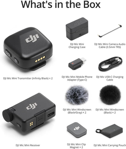 DJI Mic Mini (2 TX + 1 RX + estuche de carga), micrófono inalámbric...