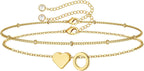 M MOOHAM Pulseras de oro con inicial de corazón para mujer, pulsera...