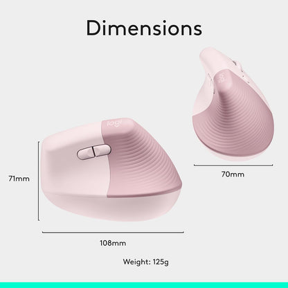 Ratón inalámbrico ergonómico vertical Logitech Lift - Rosa | Conéct...