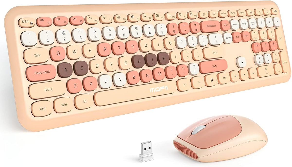 MOFII Combo de mouse y teclado inalámbricos 2.4 GHz, tamaño complet...