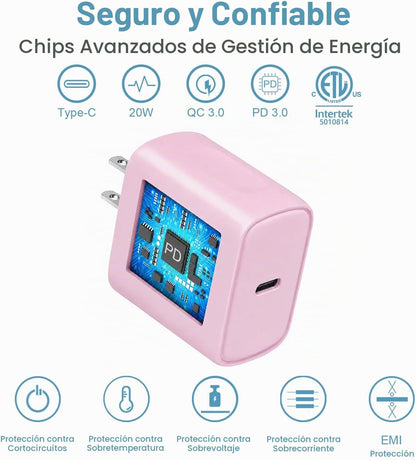 Cargador de iPhone Carga rápida iPhones de 10 pies 18 17 16 15 Carg...