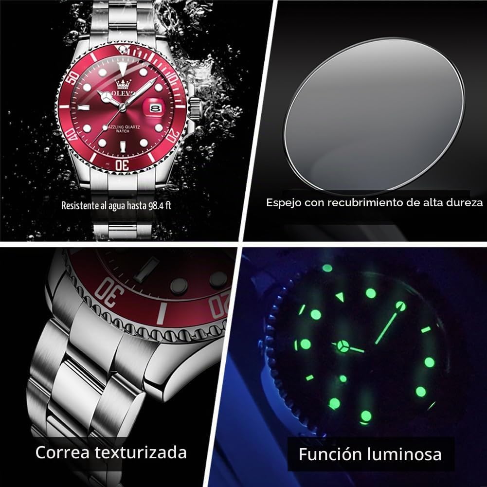 OLEVS Relojes de lujo para hombres grandes de acero inoxidable resi...