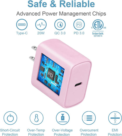 Cargador de carga rápida para iPhone 18, 17, 16, 15, paquete de 3 u...