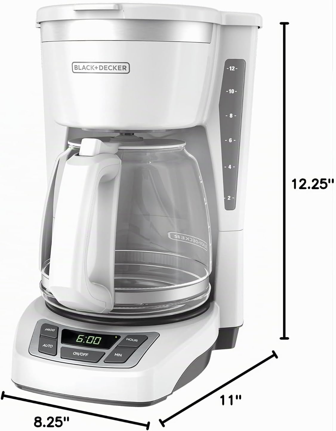BLACK+DECKER CM1160W-1 CM1160W Cafetera programable de 12 tazas, Bl...