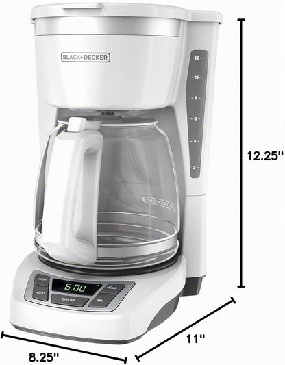 BLACK+DECKER CM1160W-1 CM1160W Cafetera programable de 12 tazas, Bl...