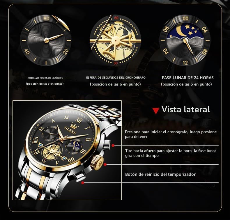 OLEVS Relojes para hombre, resistente al agua, de lujo, gran cara,...