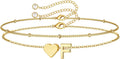 M MOOHAM Pulseras de oro con inicial de corazón para mujer, pulsera...