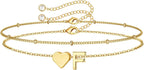 M MOOHAM Pulseras de oro con inicial de corazón para mujer, pulsera...