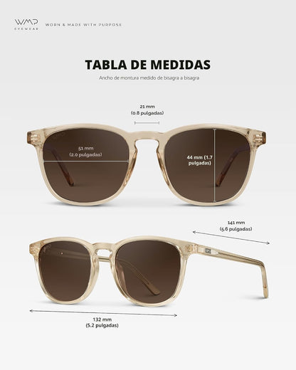 WMP Eyewear - Gafas de sol polarizadas modernas y redondas para hom...