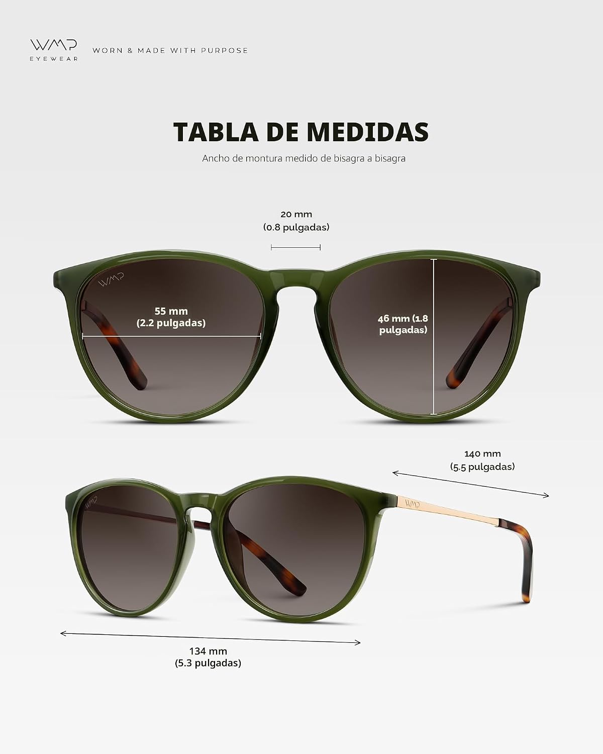 WearMe Pro Gafas de sol polarizadas redondas para mujer, protección...