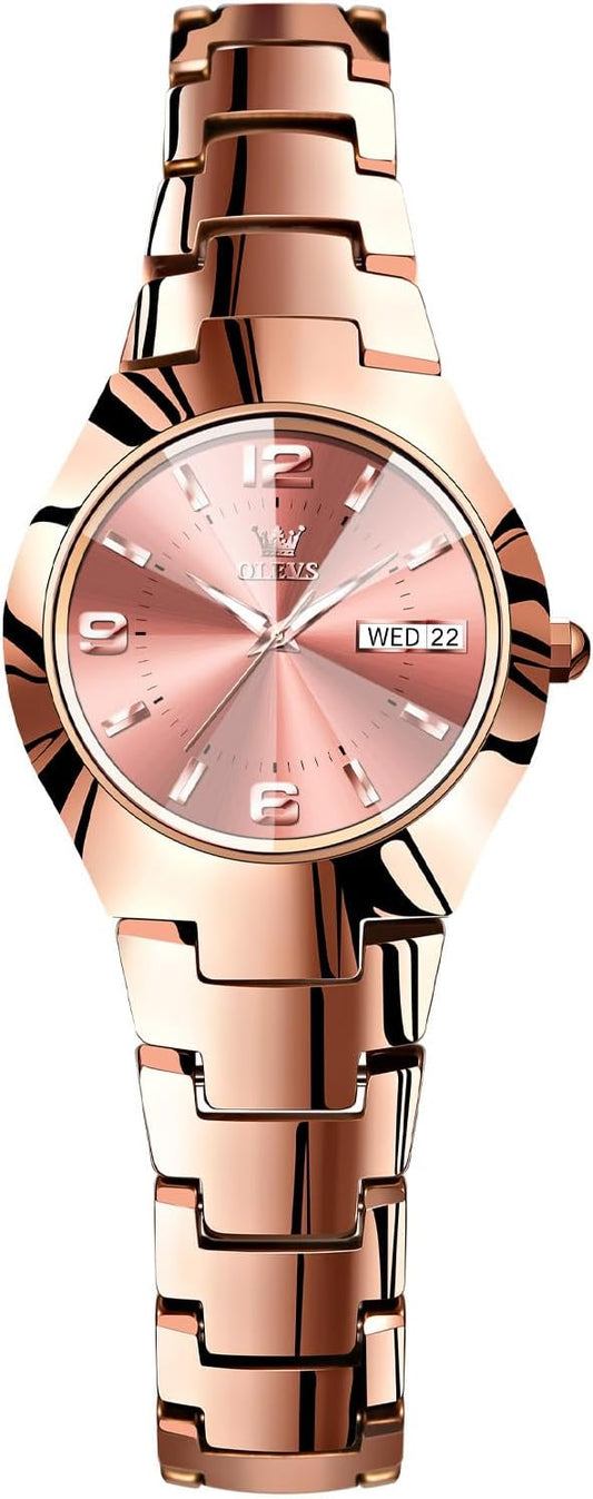 OLEVS Reloj Mujer Lujo Acero Inoxidable Pequeño Vestido de Muñeca I...