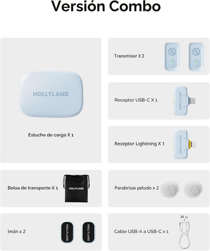 Hollyland Lark A1 Mini Micrófono Inalámbrico para iPhone y Android,...