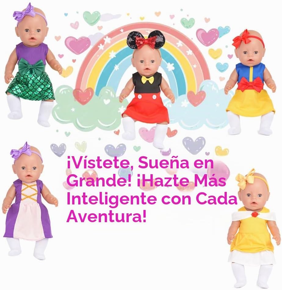 Sweet Dolly Accesorios para muñecas de bebé, 5 ropa de muñeca, traj...