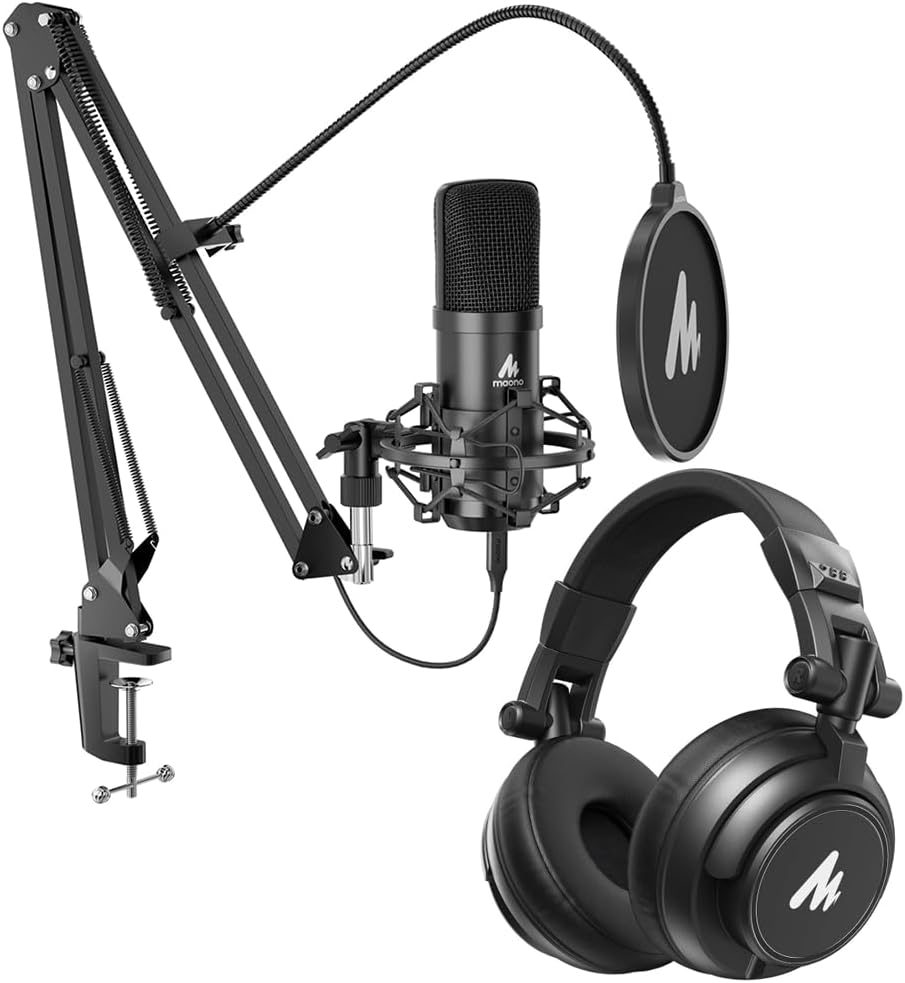 MAONO A04 Gen2 y MH601 Micrófono Podcast con paquete de auriculares...