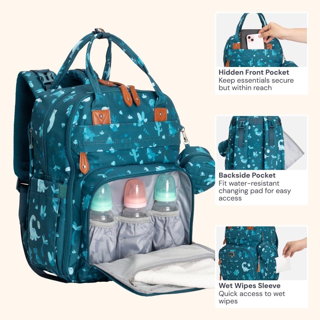 BabbleRoo Mochila para pañales - Bolsa de viaje esencial para bebé,...