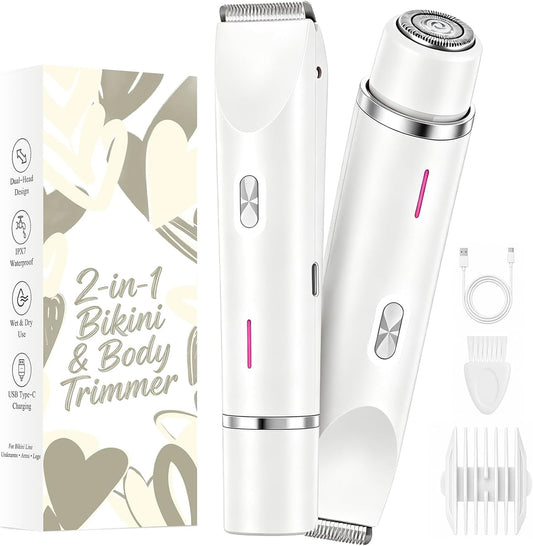 Afeitadora eléctrica impermeable 2 en 1 para mujer, color blanco pe...