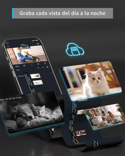 Blurams Cámara de seguridad 2K, cámara para perros con monitor de b...