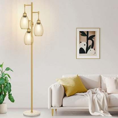 Lámpara de pie regulable, 3 x 800LM bombillas LED incluidas, lámpar...