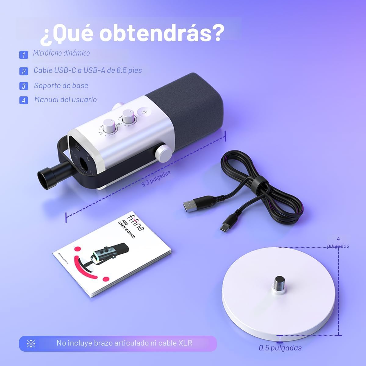 FIFINE AmpliGame AM8W XLR\/Micrófono de juegos USB para transmisión...