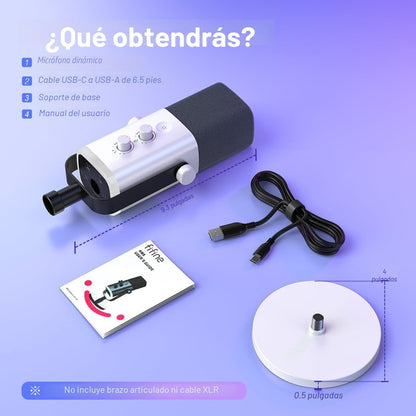 FIFINE AmpliGame AM8W XLR\/Micrófono de juegos USB para transmisión...