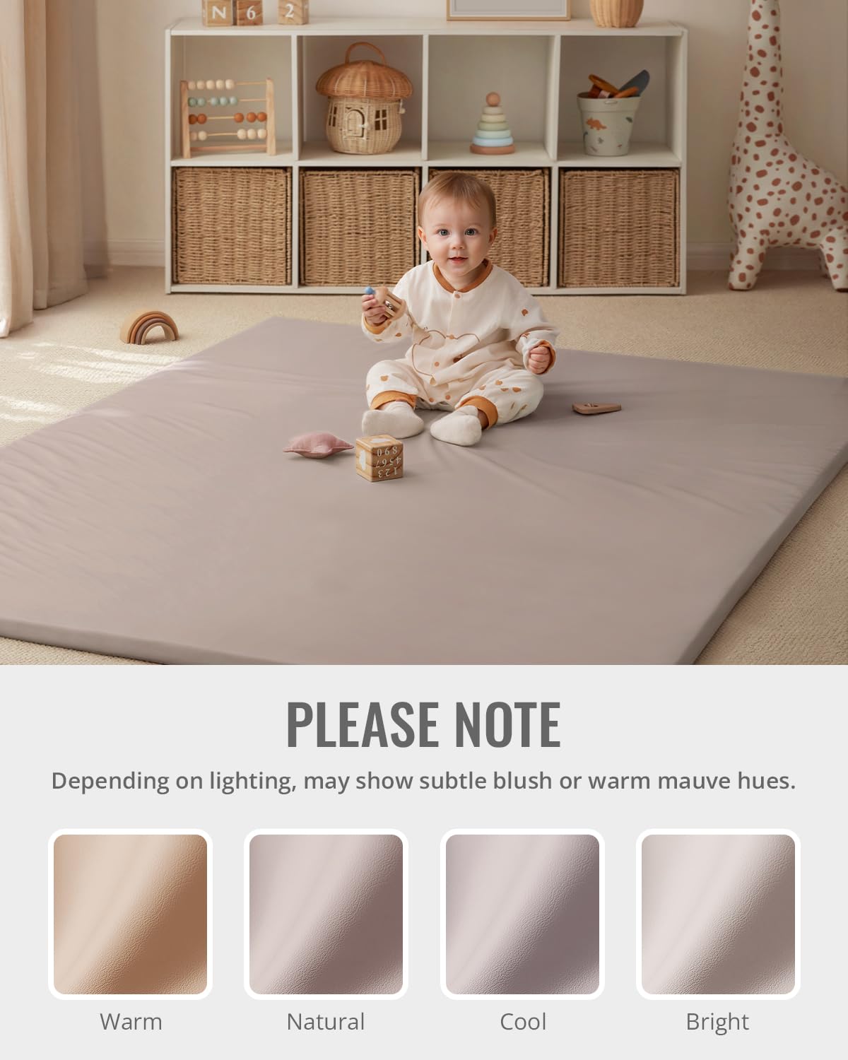 Blissful Diary Tapete de cuero vegano para bebé, 71"x59", g...