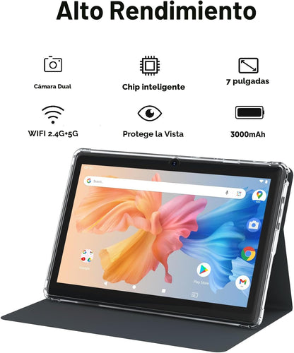 HOTTABLET Tablet Android 14.0 de 7 pulgadas con funda protectora, 8...