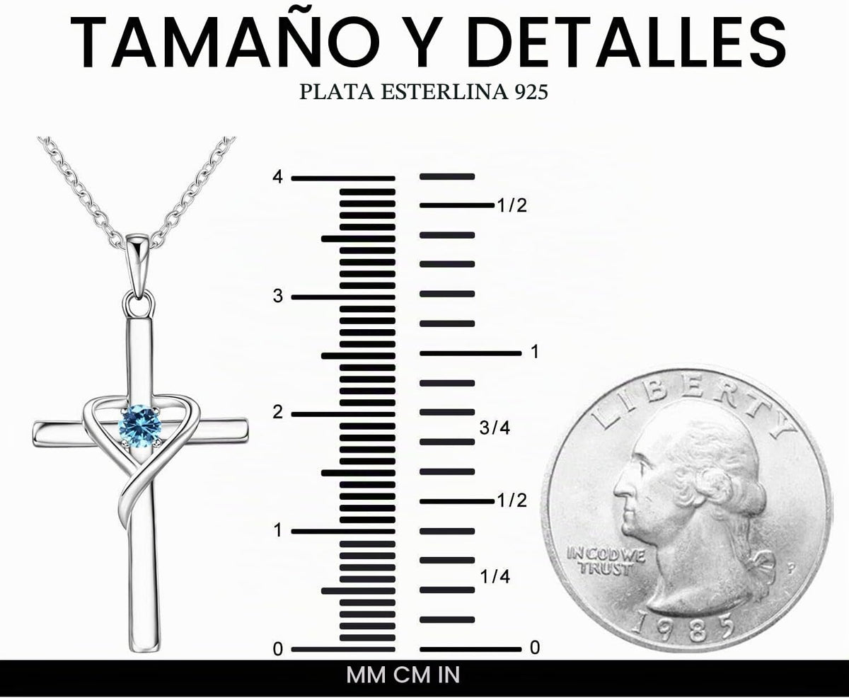 AmorAime Collar con cruz de plata de ley 925 para mujeres y hombres...
