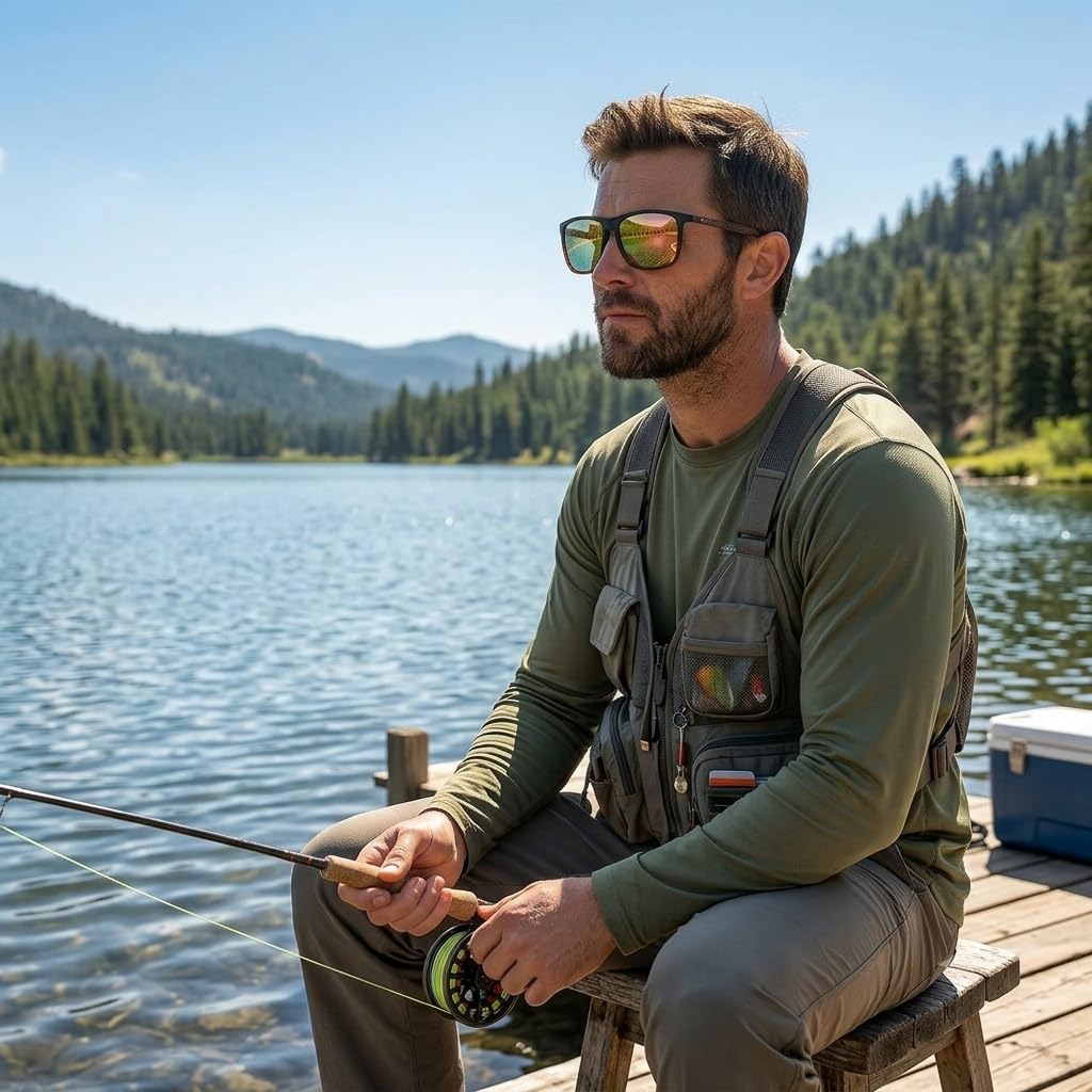 ZENOTTIC Gafas de sol polarizadas cuadradas para hombre, ultraliger...