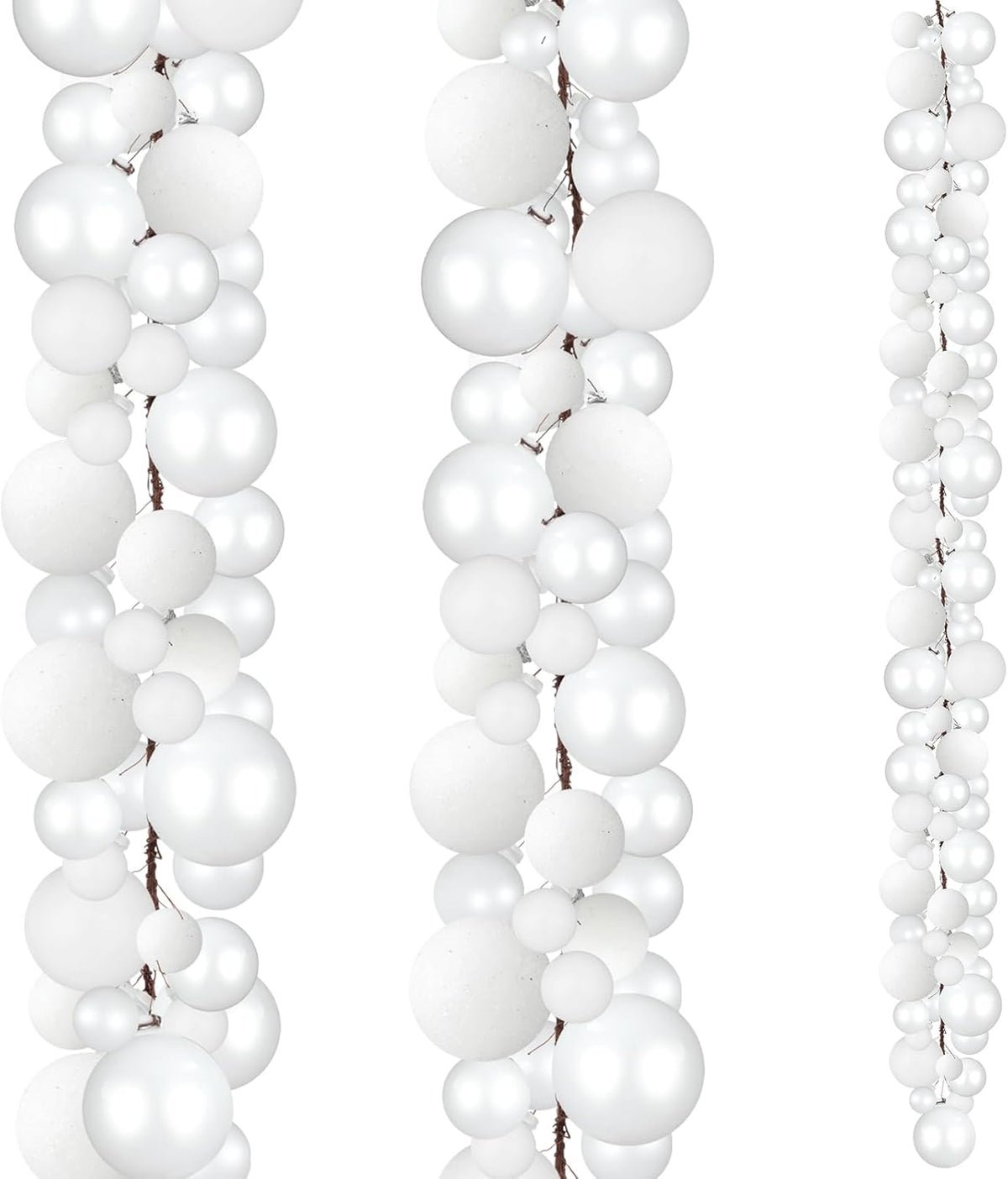 Yuxung - 2 guirnaldas de bolas de Navidad de 6 pies, color blanco |...