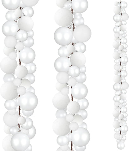 Yuxung - 2 guirnaldas de bolas de Navidad de 6 pies, color blanco |...