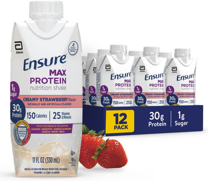 Ensure Max Protein Batido cremoso de fresa, 1.06 oz con alto conten...