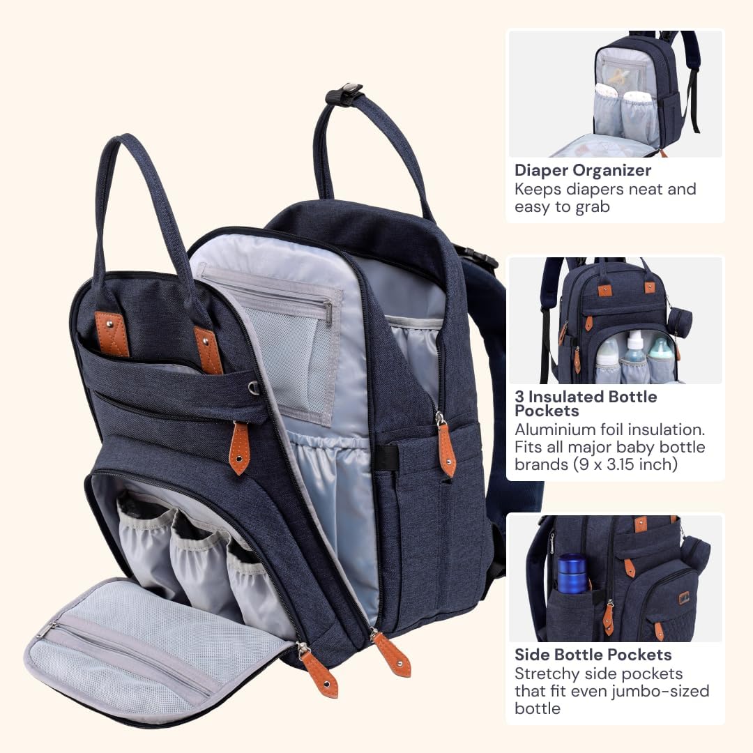 BabbleRoo Mochila para pañales \u2013 Bolsa de viaje para Baby Esse...