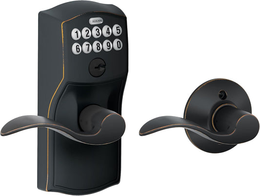Schlage Cerradura de teclado electrónico, manija de palanca, borde...