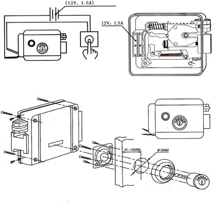 YuHan Cerradura de puerta electrónica eléctrica DC 12V para el sist...