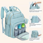 BabbleRoo Mochila de cuero para pañales - Baby Essentials Bolsa de...